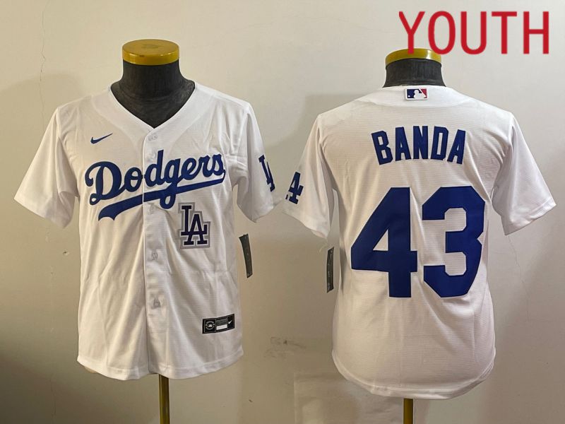 Youth Los Angeles Dodgers #43 Banda White Game 2024 Nike MLB Jersey style 12094->youth mlb jersey->Youth Jersey
